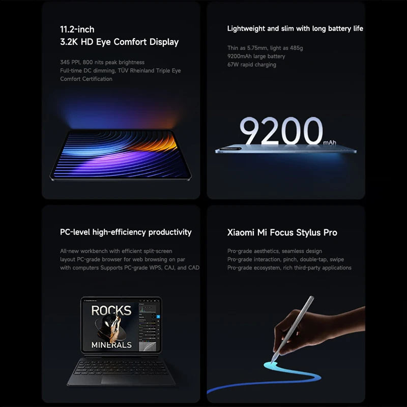 Xiaomi Pad 8 Pro 2025 11.2-inch 3.2K display Snapdragon 8 Ultra Edition  Xiaomi HyperOS 3 144Hz  9200mAh battery Tablet