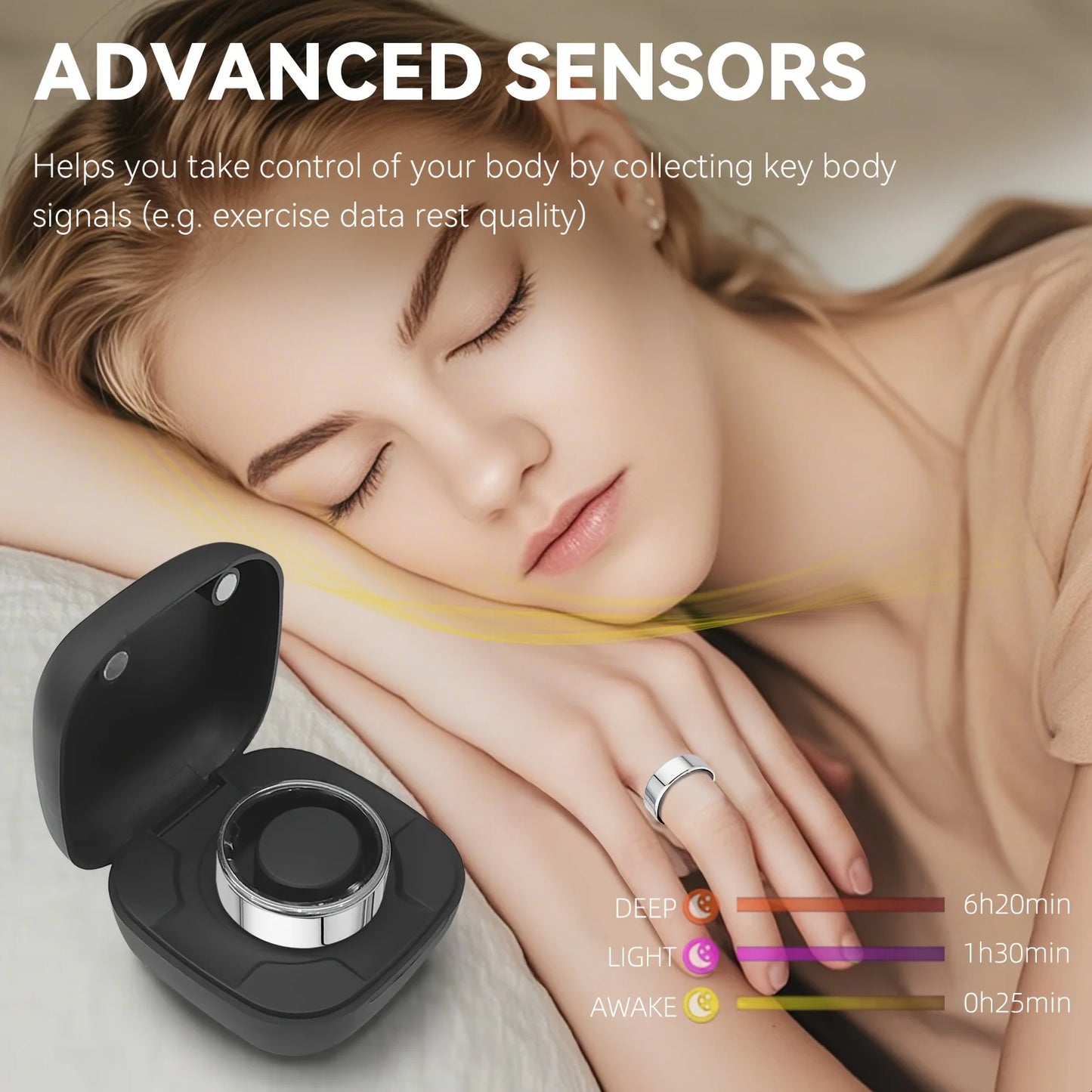 2026 Upgraded Smart Ring - Real-Time Health Monitoring, Steps, Distance, Exercise and Fitness, Sleep, Charging Case,Technological Fashion, Multiple Scenarios, Ideal Thanksgiving/Valentine'S Day/Christmas/New Year Gifts