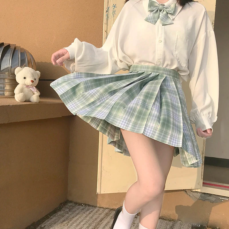 Full Set School Clothes Japanese Style Uniform Long Sleeve Jk Seifuku for Girl High Waist Pleated Skirt Anime Cosplay Schoolgirl