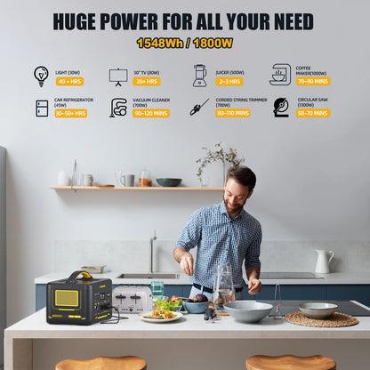 VTOMAN JUMP 1800 Power Station 1548Wh LiFePO4 Battery 1800W Emergency Power Supply for Outdoor Camping Home Energy Power