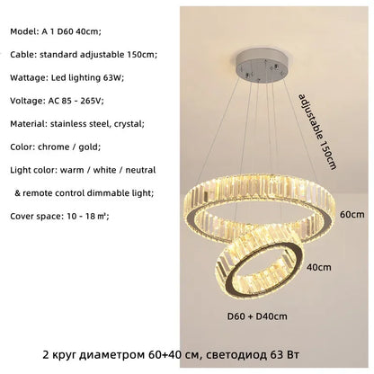 Modern Luxury Led Dimmable Pendant Lights Lustre Living Room Chandelier Lamp Fixtures Foyer Shiny Steel  Luminarias Light
