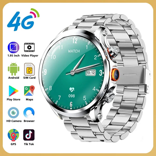 4G Network Smart Watch Google Play Maps 1.95-inch 3D SIM Card Download APP Camera GPS WIFI NFC Call Android Men Women Smartwatch
