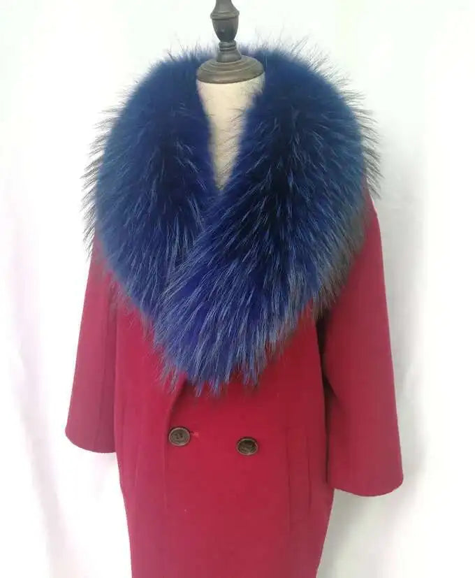 Raccoon Fur Collar Female Winter Fur Collar Coat Jacket Shawl Women Furry Fur Collar Scarves Neck Warmer Natural Fur Scarves