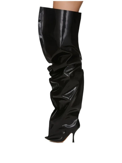 European and American Women's Sexy Over the Knee Pointed Fashion Stage Walking Shoes, Nightclub Spicy Girls' Trendy Pants and Bo