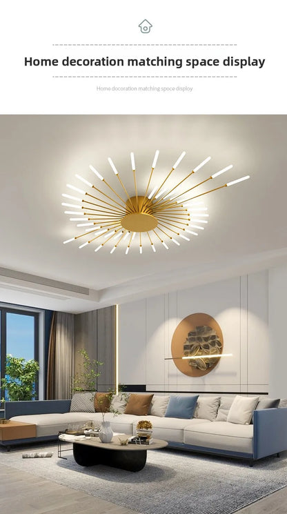 Minimalist LED Ceiling Lamp, Elegant Swirl Firework Design for Living Room, Bedroom, Dining Room