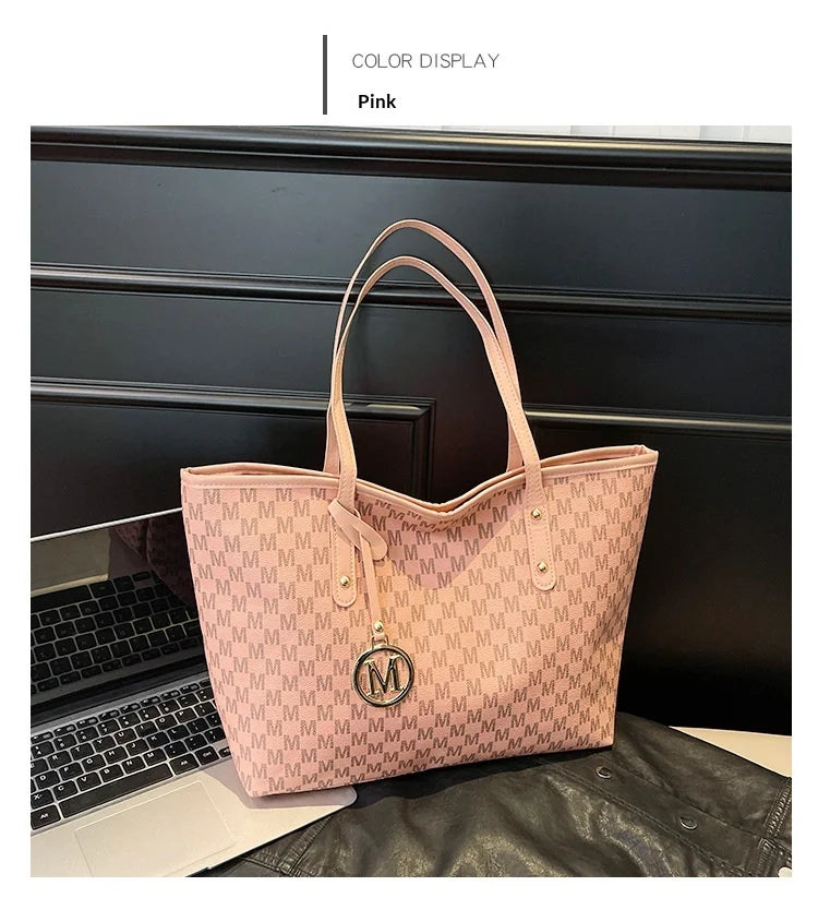 Large Capacity Commuting Tote Bags Fashionable Printed Pu Leather Handbag for Women College Students Class Handbags Shoulder Bag