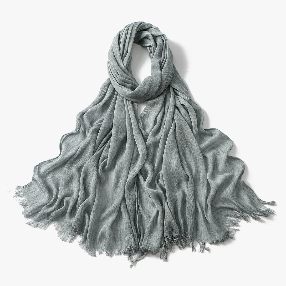Fashion Crinkle Cotton Royan Hijab Scarf for Muslim Women Islamic Long Soft Shawls Wraps Short Tassel Bufanda Accessories