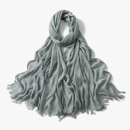 Fashion Crinkle Cotton Royan Hijab Scarf for Muslim Women Islamic Long Soft Shawls Wraps Short Tassel Bufanda Accessories