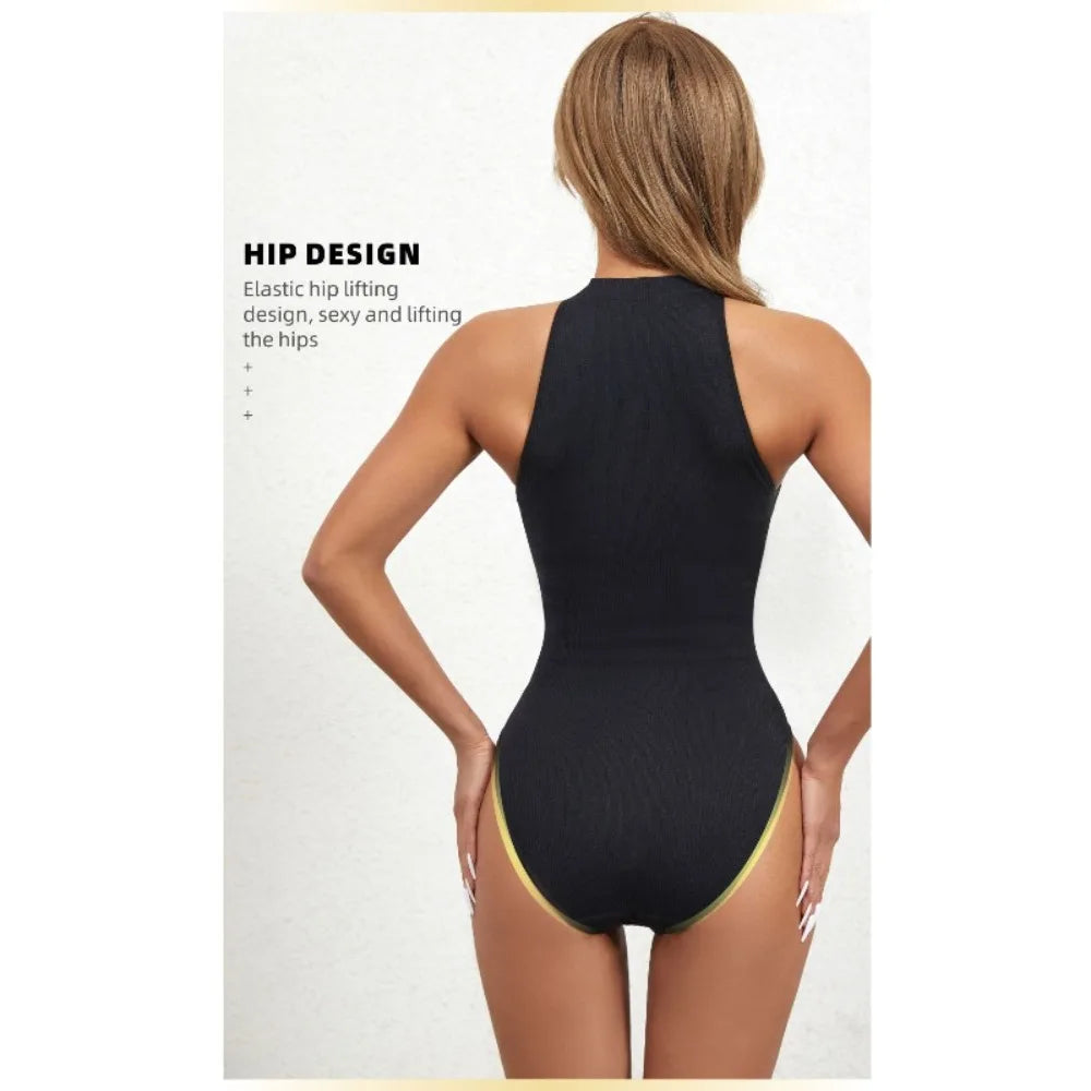 Women's SleevelessOuterwear withA Bottom Layer and Buckle for BodyShaping and Abdominal Compression One-piece T-shaped Shapewear