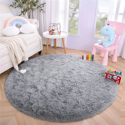 Round Fluffy Soft Area Rugs for Kids Room Princess Castle Plush Shaggy Carpet Cute Circle Nursery Rug Home Decor Circular Carpet