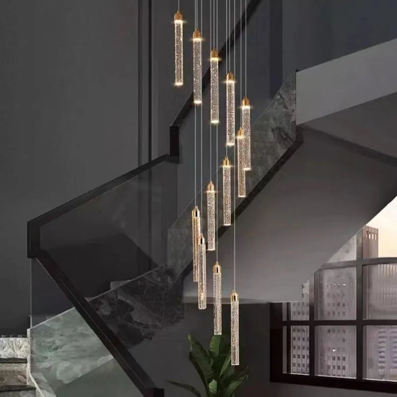 Modern Ceiling Chandelier Luxury Staircase Crystal Chandeliers Duplex Attic Villa Living Room Pendant Lights Home Decor Lighting