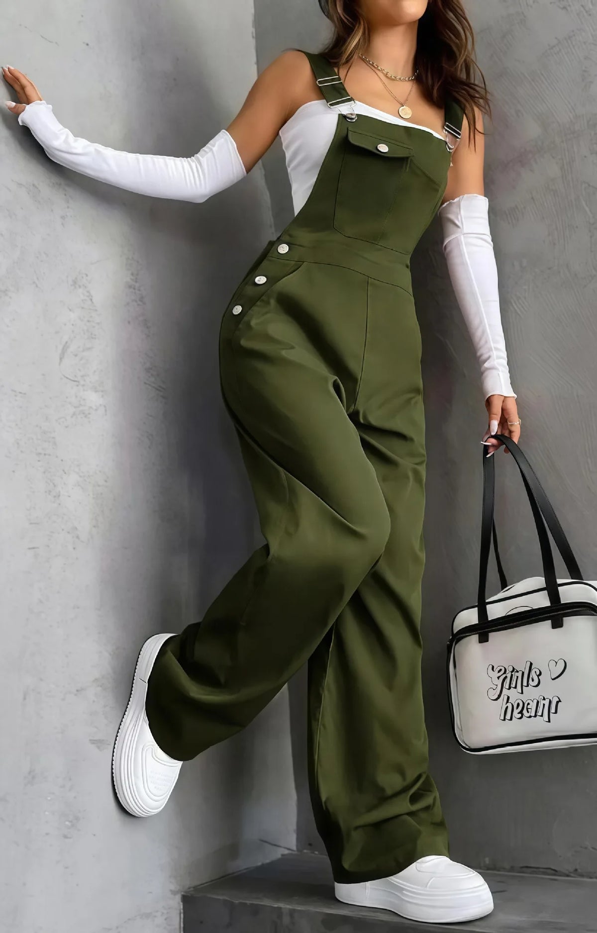 New Casual Women's Jumpsuit Spring Summer Solid Color Simple Loose Retro Style Sleeveless High Waist Backless Wide Leg Overalls