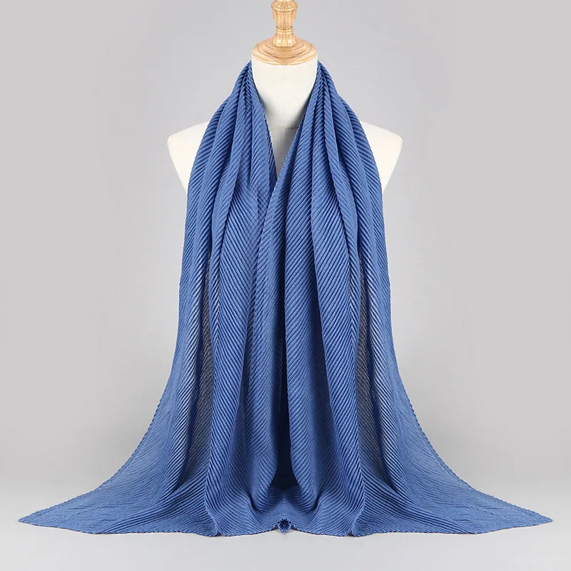 Women Plain Cotton Scarf Head Hijab Wrap Solid Full Cover-up Shawls Foulard Femme Headband Crinkle Muslim Hijabs Store 2024 NEW