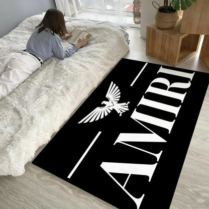 Brand Logo A-Amiri Floor Mat Soft Thickened Non-Slip Washable Door Mat for Living Room Home Decor Flannel Rugs