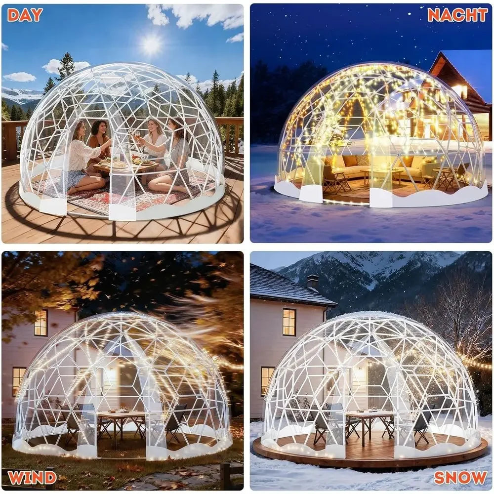 All-Weather Geodesic Dome Tent for 2-8 People, Clear Bubble Structure with Door & Window, Suitable for Outdoor, Camping, and Par