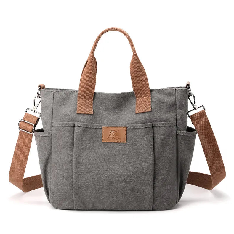 High Capacity Top-Handle Bag For Women Shoulder CrossBody Bag Vintage Canvas Ladies Tote Messenger Bag Female Travel Handbag