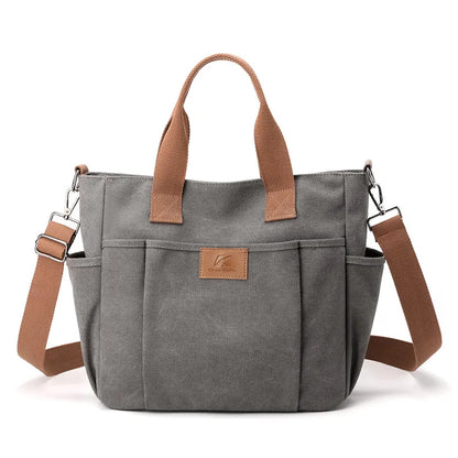 High Capacity Top-Handle Bag For Women Shoulder CrossBody Bag Vintage Canvas Ladies Tote Messenger Bag Female Travel Handbag