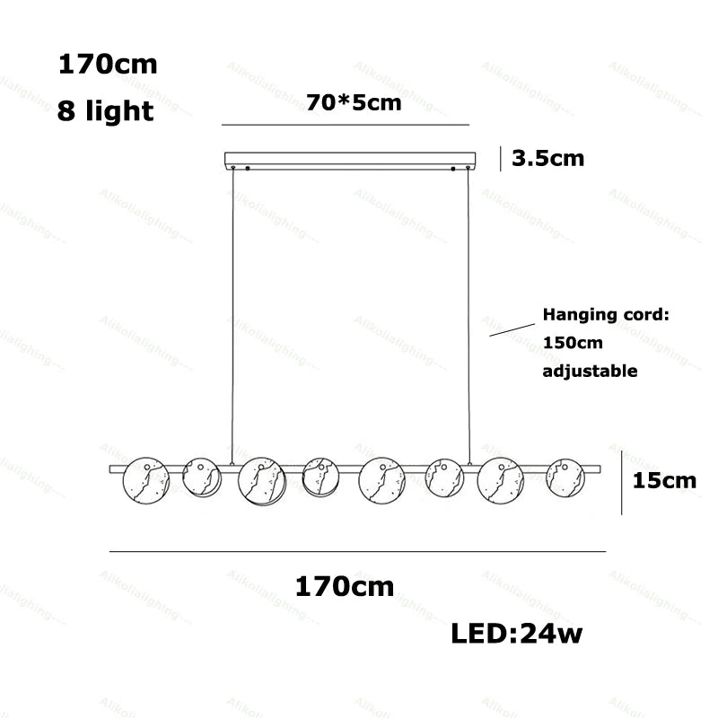 2026 Natural Marble Pieces LED Chandelier Lustre Alabaster Pendant Light Suspension Luminaire Lampen For Foyer Dinning Room
