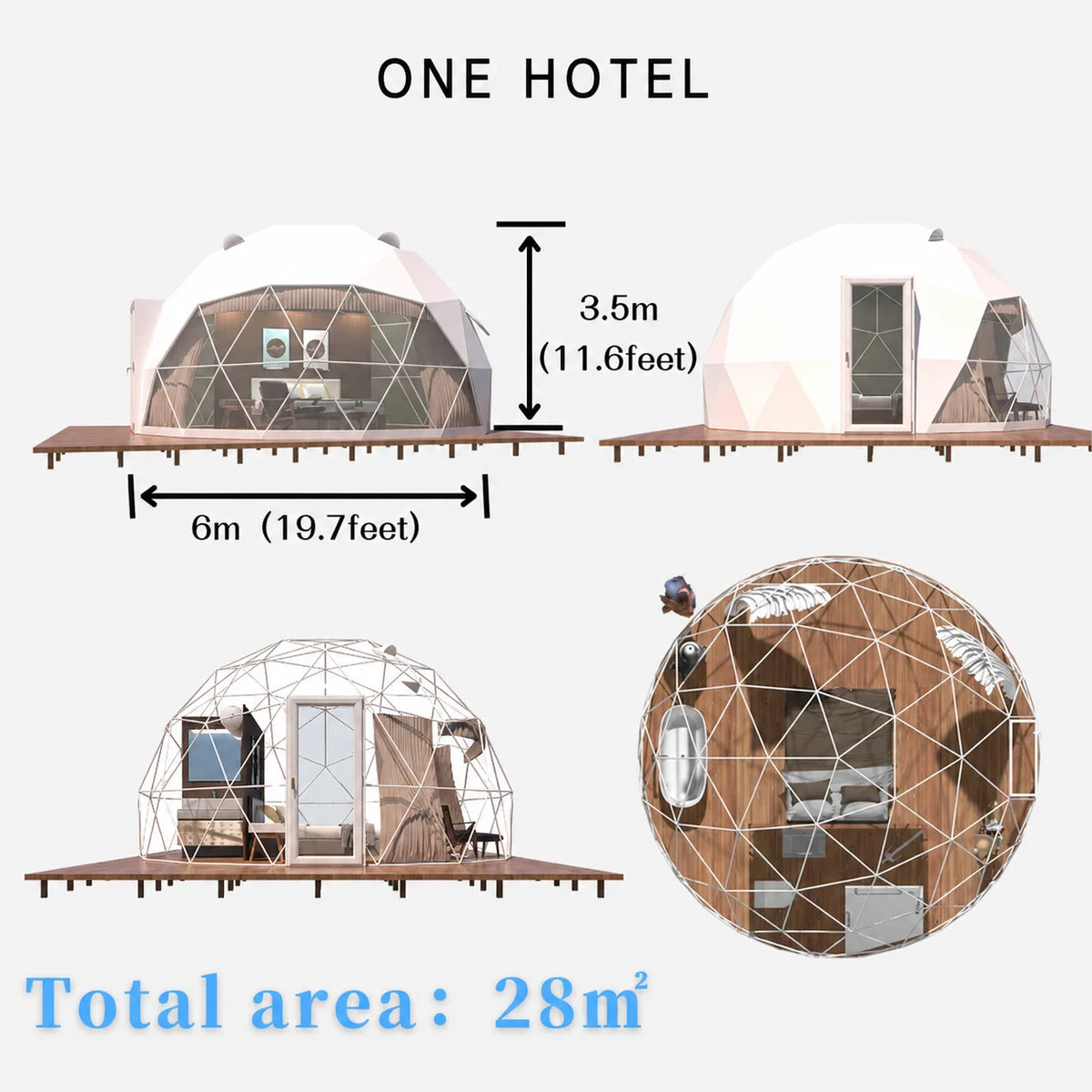 Custom Geodesic Dome Tent Luxury Glamping Resort Hotel Tent House Outdoor Accommodation Solution for Camping Project