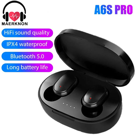 A6S TWS Earphones Wireless Bluetooth 5.1 Headphones Touch Control Earbuds With Mic Earphones Sport Waterproof Headset for xiaomi