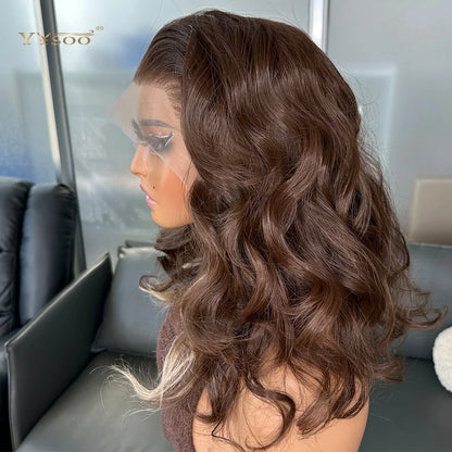 Pre PlucPre Plucked Hairline Glueless Heat Resistant Natural Wavy Future Fiber Synthetic Lacefront Wigs for Blakc Womens Daily