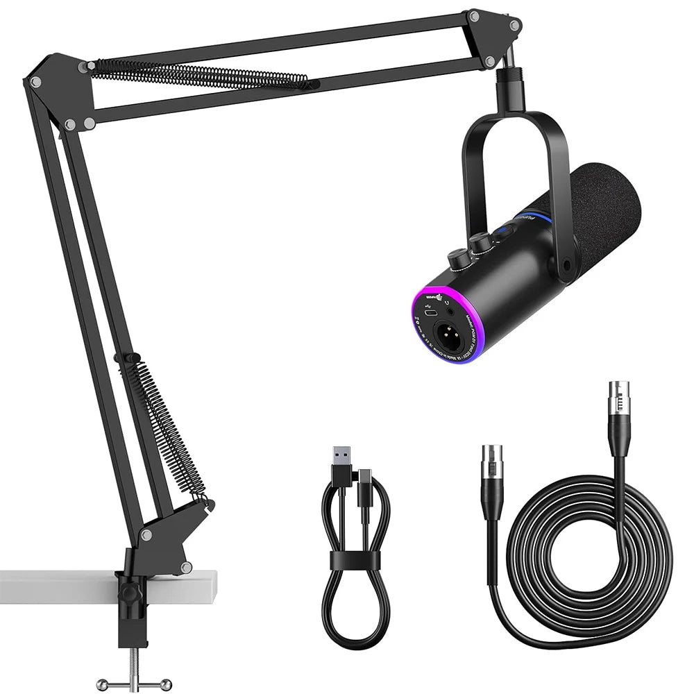 Podcast Dynamic Microphone, XLR/USB Recording PC Microphones for Broadcast, Podcast, Recording, Gaming & Streaming, Studio Mic