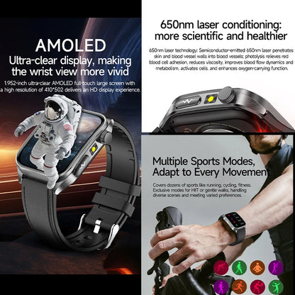 2026 New Health Smart Watch Laser Therapy Reduce Three Highs Blood Oxygen Pressure Uric Acid Blood Lipid ECG Smartwatch For Man