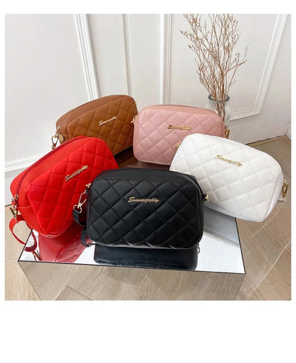 2025 New Small Messenger Bag For Women Trend Lingge Embroidery Camera Female Shoulder Bag Fashion Chain Ladies Crossbody Bags