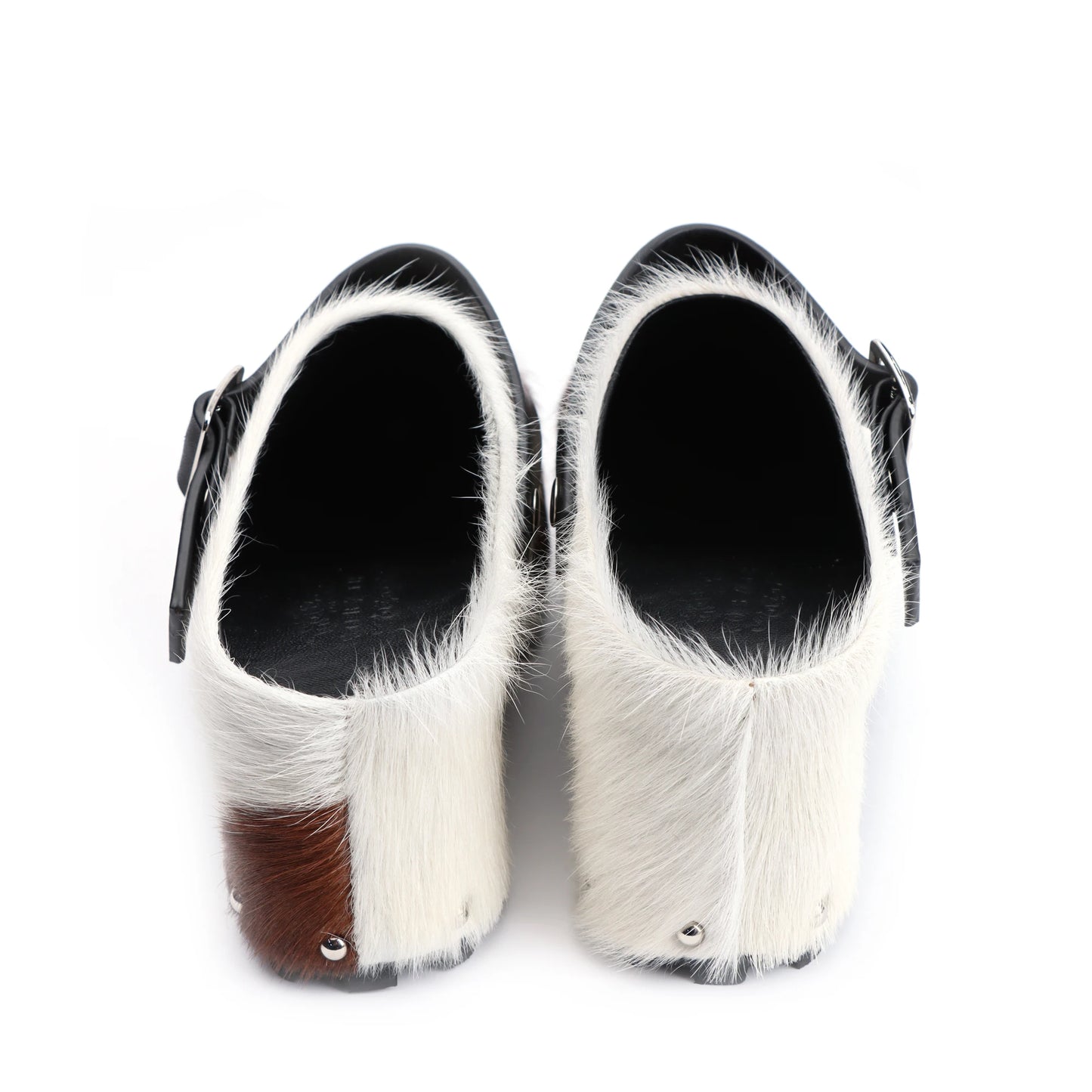 Italy Winter Shoes Women Designer Fur Sandals Calf Hair Platform Clogs Luxury with Wool Lined Slip On Mules with Leather Strap