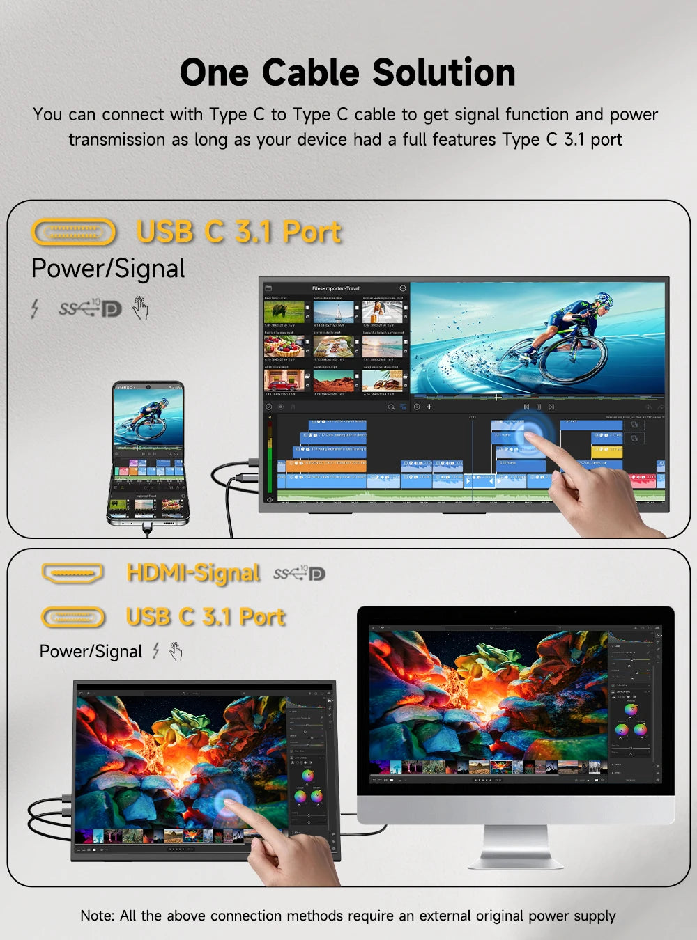 UPERFECT 23.8” Touchscreen Large Computer IPS Display With Stand 120Hz Desktop Monitor For XBox Switch PS5 Gaming Extend Screen