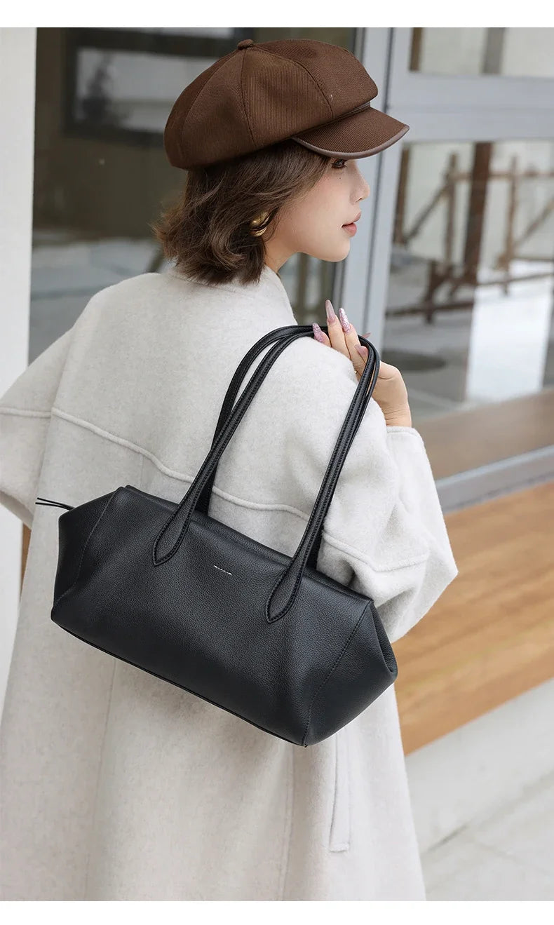 New Women's Natural Suede Leather long handle Shoulder Bag Luxury Designe Genuine Suede Leather Handbags Shopping Underarm Bag