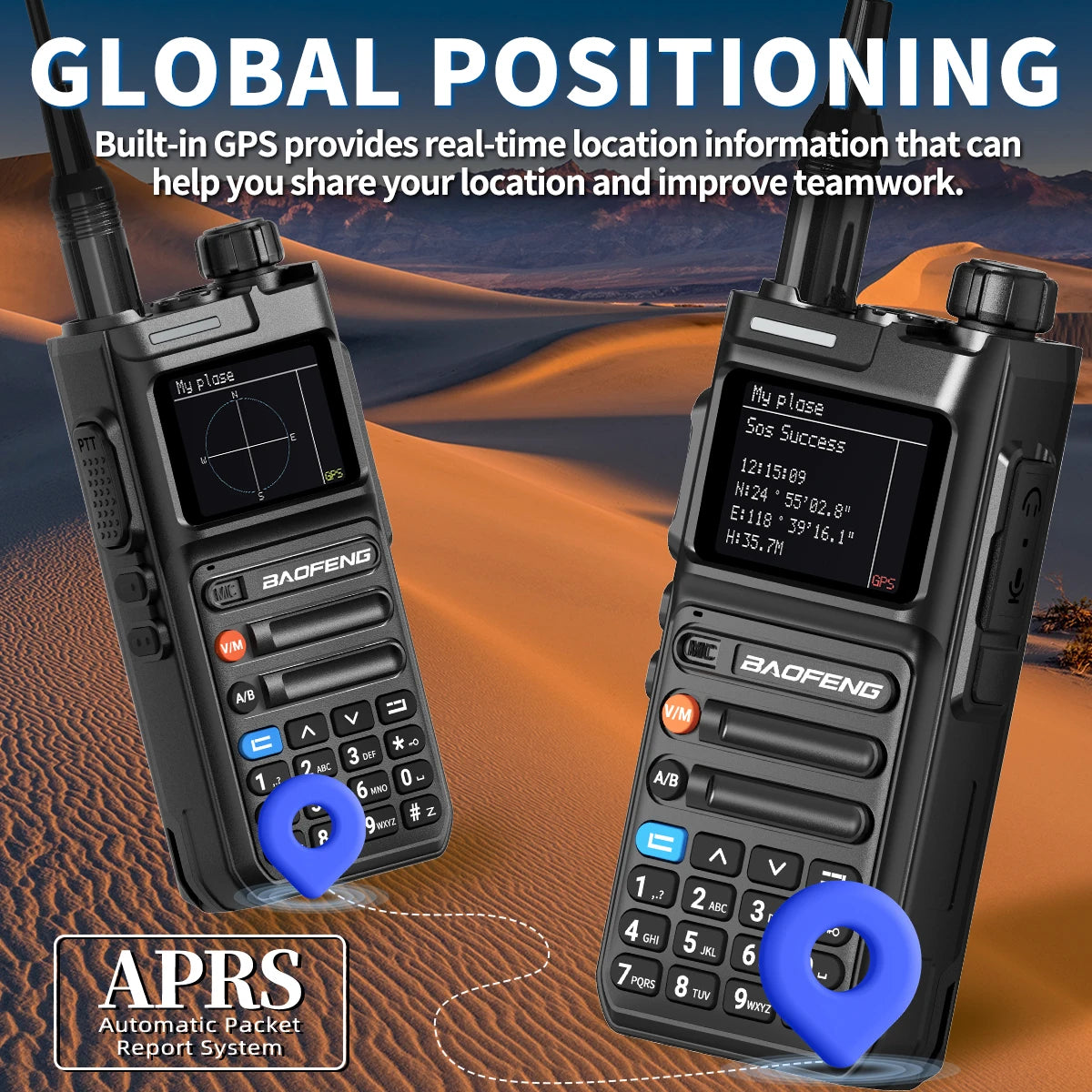 Baofeng AR-26 GPS Walkie Talkie Multi-Band Long Range Wireless Copy Frequency Air Band NOAA Type-C Charger For Camping Ham Radio