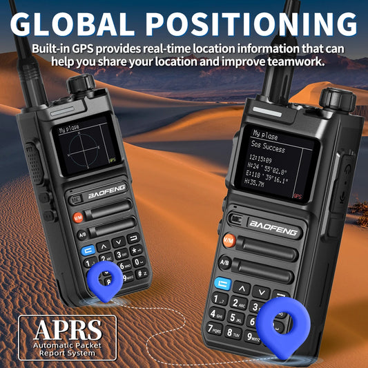 Baofeng AR-26 GPS Walkie Talkie Multi-Band Long Range Wireless Copy Frequency Air Band NOAA Type-C Charger For Camping Ham Radio