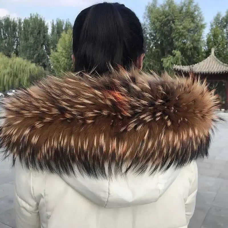 2025 Winter Raccoon Fur Collar Women Men Luxury Natural Fur Hood Trim Decors For Coat Jacket  Genuine Real Fur Shawls Scarves