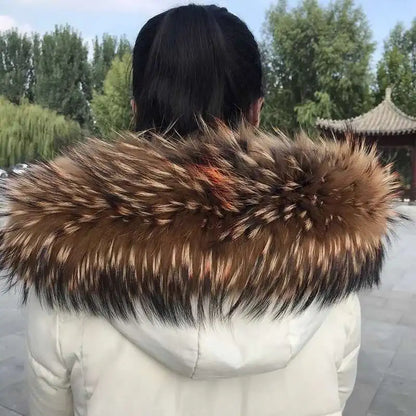 2025 Winter Raccoon Fur Collar Women Men Luxury Natural Fur Hood Trim Decors For Coat Jacket  Genuine Real Fur Shawls Scarves