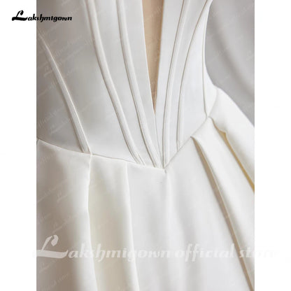 Lakshmigown Off The Shoulder Crepe Satin A-Line Bridal Gowns For Formal Party Floor Length Wedding Dress Vestidos Customized