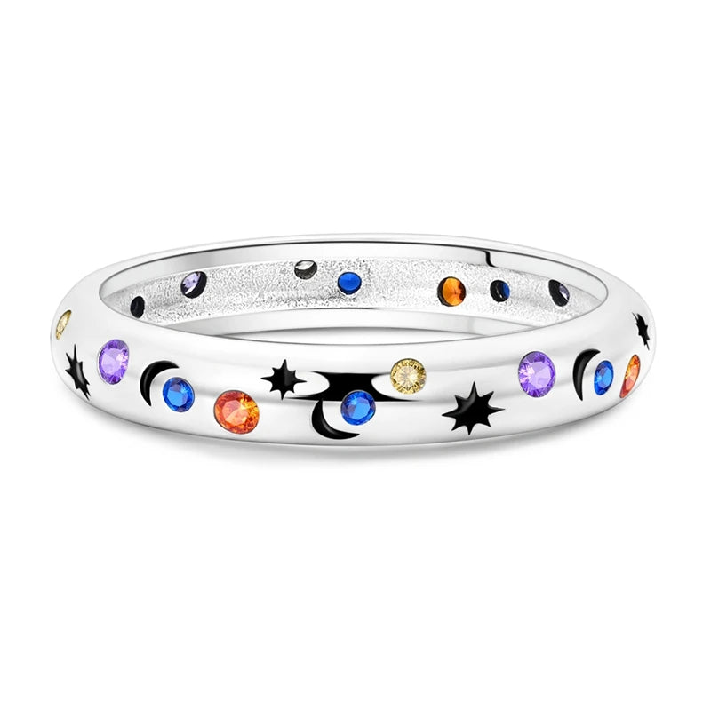 LAZA 925 Sterling Silver Colorful Rings Sparking Zirconium Bowknot Moon Sun Original Ring For Women Anniversary Wedding Gifts