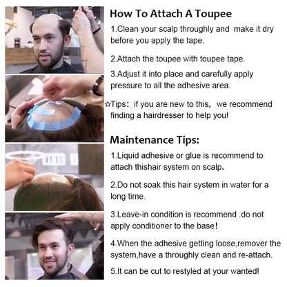 Swiss Lace Front Men Toupee Real Human Hair Wigs Lace PU Men's Capillary Prosthesis Durable Man Wig Natural Human System Toppers