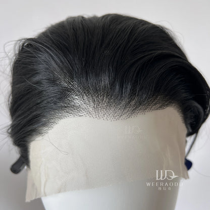 Black Lace Front Wig for Men Frontal Lace Heat Resistant Fiber with High Quality Synthetic Wig in 8inch Cosplay Use