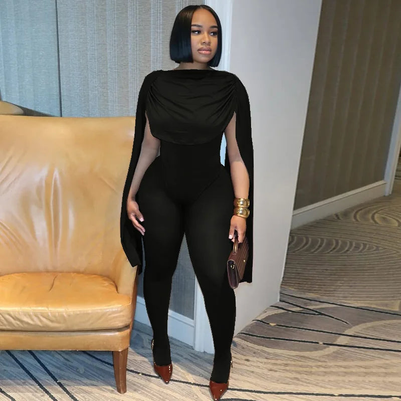 Sexy Swing Collar Jumpsuits for Women 2025 Fall Clothes One Piece Fancy Club Outfits Elegant Luxury Bodysuit Playsuit Jumpsuit