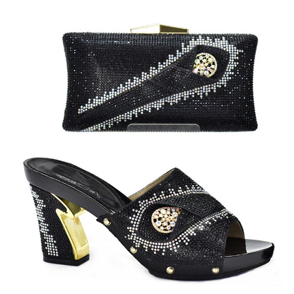 New African Shoes and Bag Set for Party Italian Italian Shoe and Bag Set for Party In Women Summer High Heeled Shoes for Women