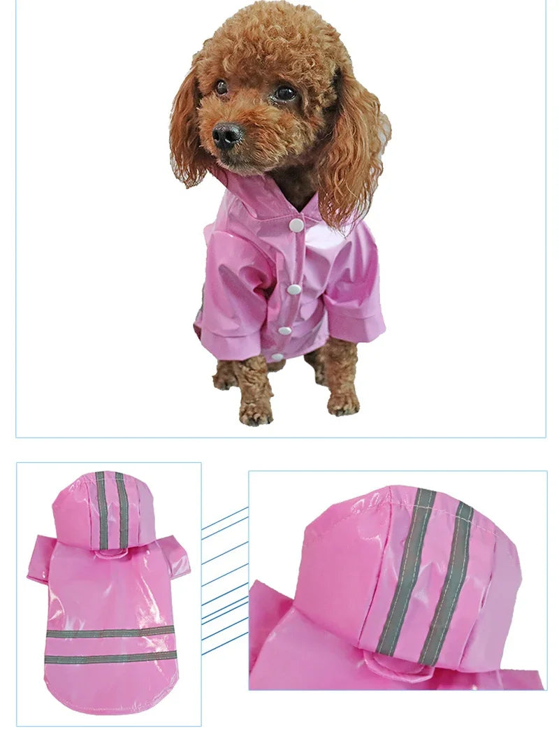 Summer Outdoor Puppy Pet Rain Coat S-XL Hoody Waterproof Jackets PU Raincoat for Dogs Cats Apparel Clothes Wholesale