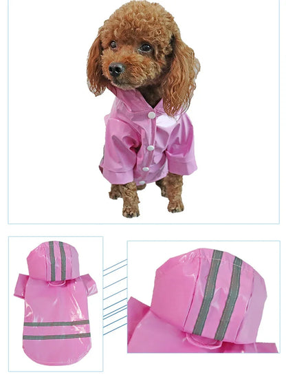 Summer Outdoor Puppy Pet Rain Coat S-XL Hoody Waterproof Jackets PU Raincoat for Dogs Cats Apparel Clothes Wholesale