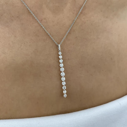 Lnngy Sparkling 11-Stones Moissanite Diamond Necklace  for Women 14K Gold Filled Long Drop Pendant Necklace Glamour Jewelry Gift