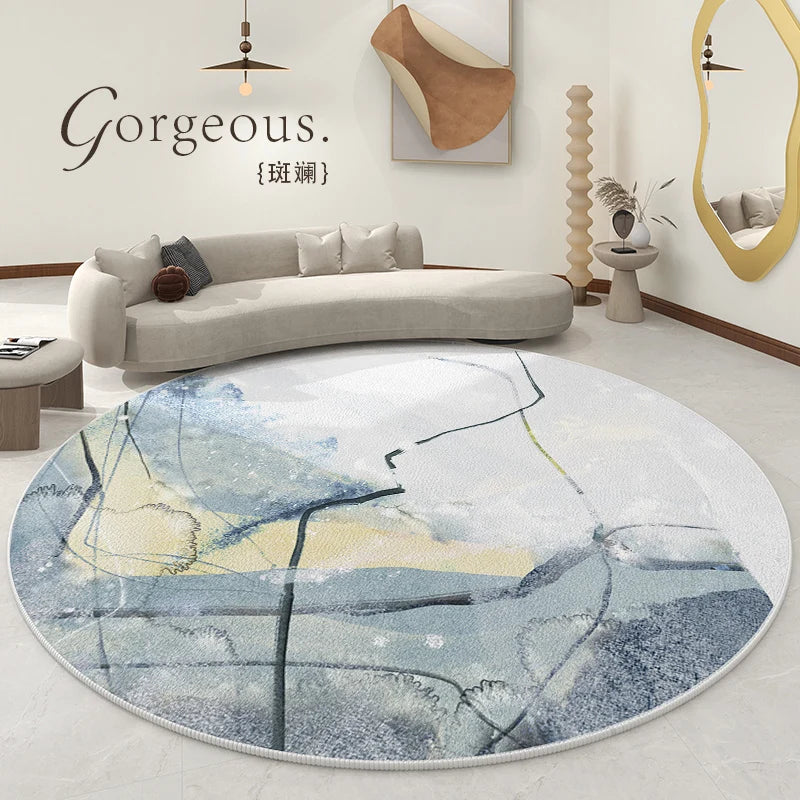Splash ink living room decoration Round carpet large area lounge anti-slip mat luxury Nordic rugs for bedroom washable study rug