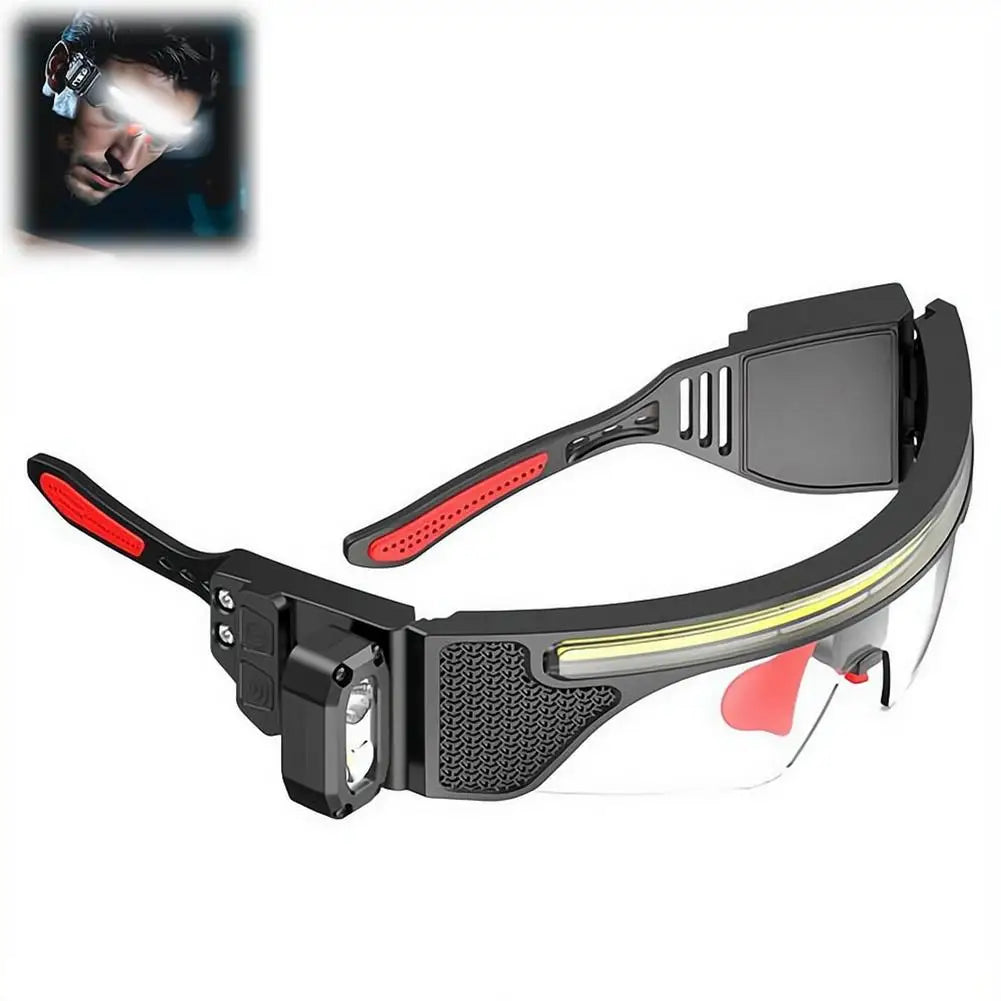 Smart Sensor LED Glasses Lamp Dual Color Light Protective Goggles USB Charging Long Lasting IPX6 Waterproof For Working Fishing