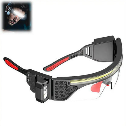 Smart Sensor LED Glasses Lamp Dual Color Light Protective Goggles USB Charging Long Lasting IPX6 Waterproof For Working Fishing