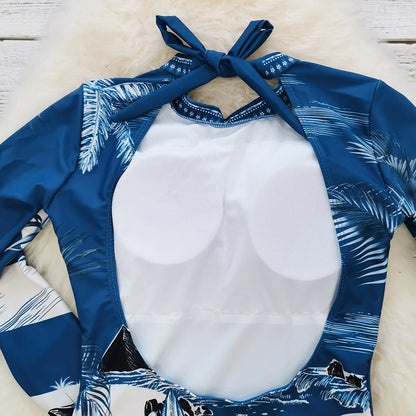 2026 Surfing Sport Swimsuit Long Sleeves Women One Piece Swimsuit  Swimwear Solid Monokini Bathing Suit Tropical Bodysuit Female