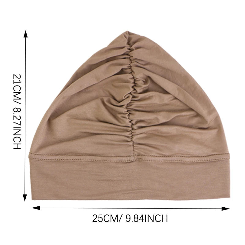 1PCS Women Modal Cotton Cross Turban Muslim Headwrap Soft Beanie Inner Underscraf Hat Headcover Hijabs Lady Chemo Cap