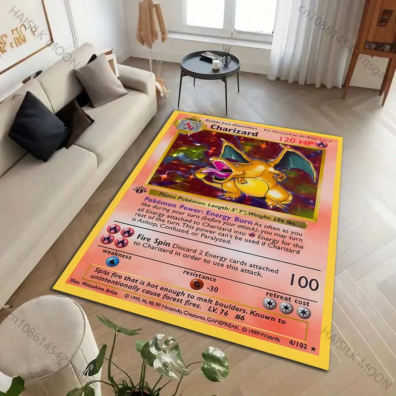 1PC Pokémon Card Charizard Squirtle Print Carpet for Living Room Bedroom Kid's Room Home Decor Area Rug Sofa Cloakroom Mat